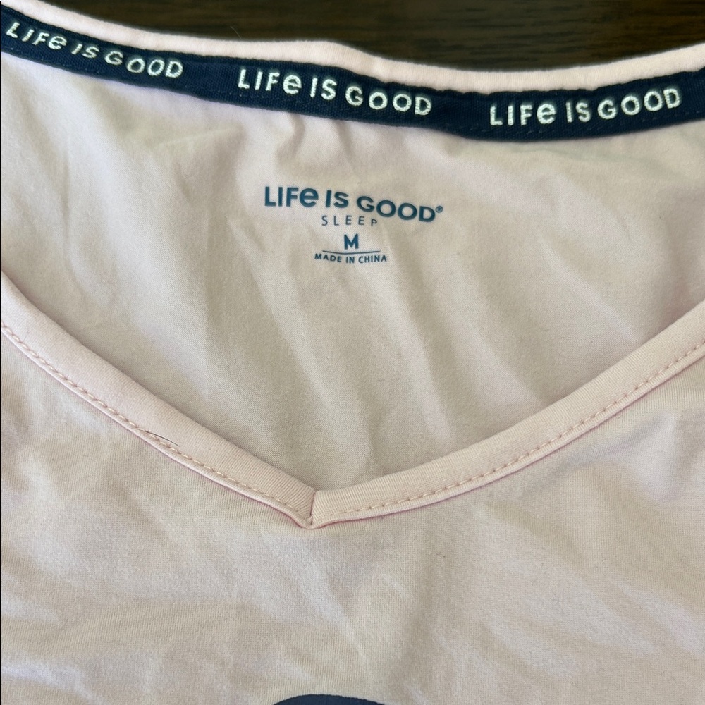 Life Is Good Pink Daisy Tee with Navy Floral Pajama Pants Set - Picture 2 of 7